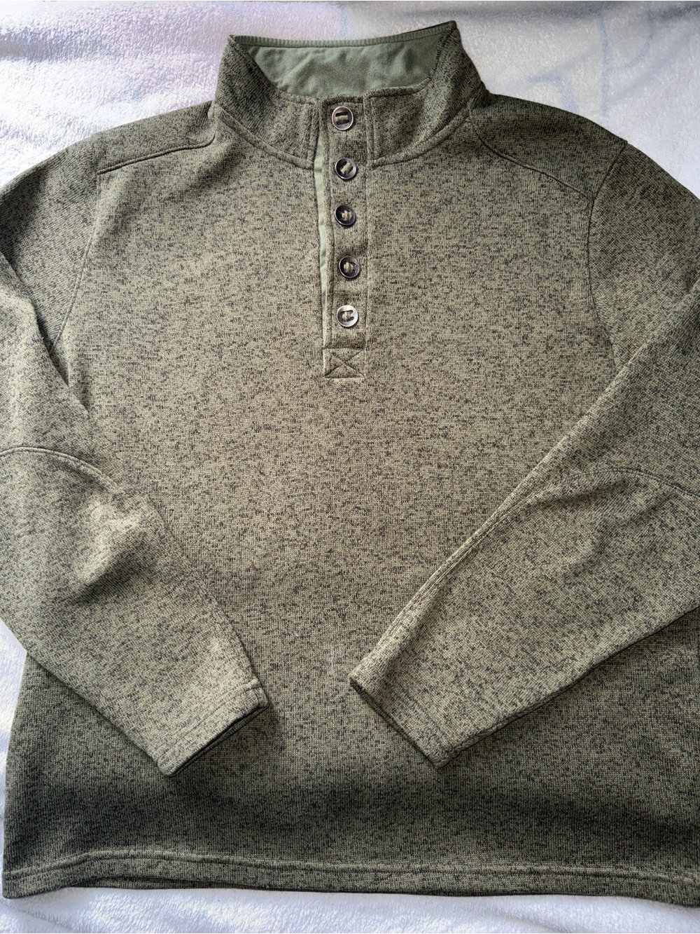 RedHead Olive Green Button-Quarter Crewneck Sweater